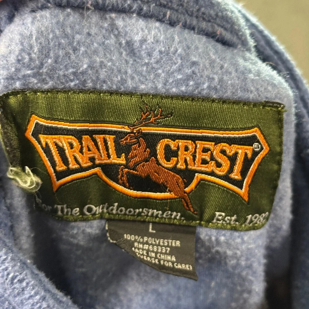Trail Crest Eagle Fleece Jacket Men Large Blue Polyester Nature Graphic Gorpcore